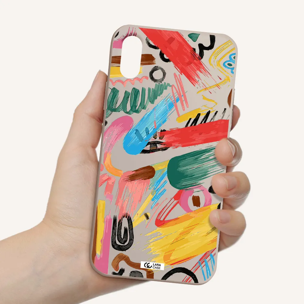 Oil Paint Abstract Apple iPhone X Silicone Stone Case