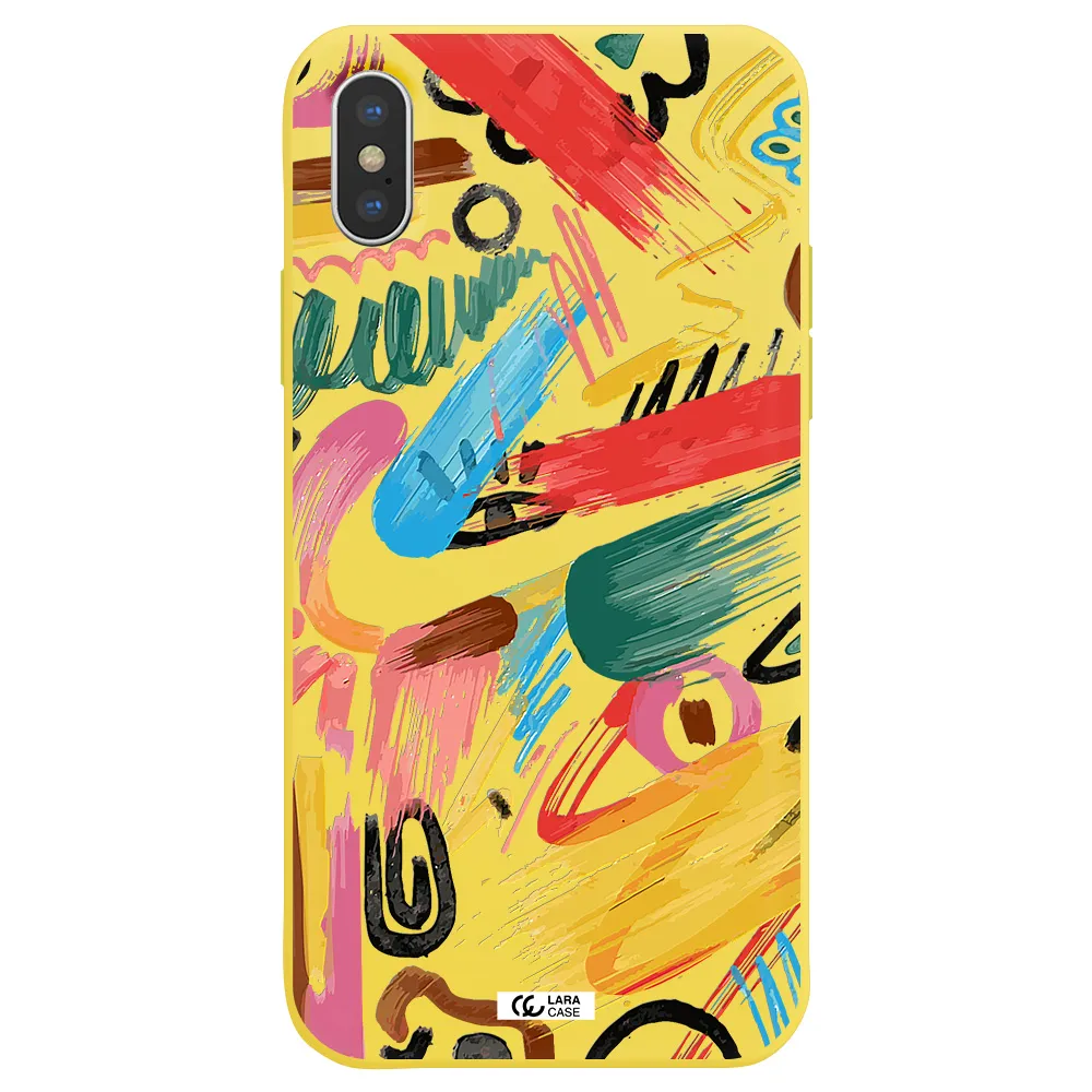 Oil Paint Abstract Apple iPhone XS Silicone canary yellow Case