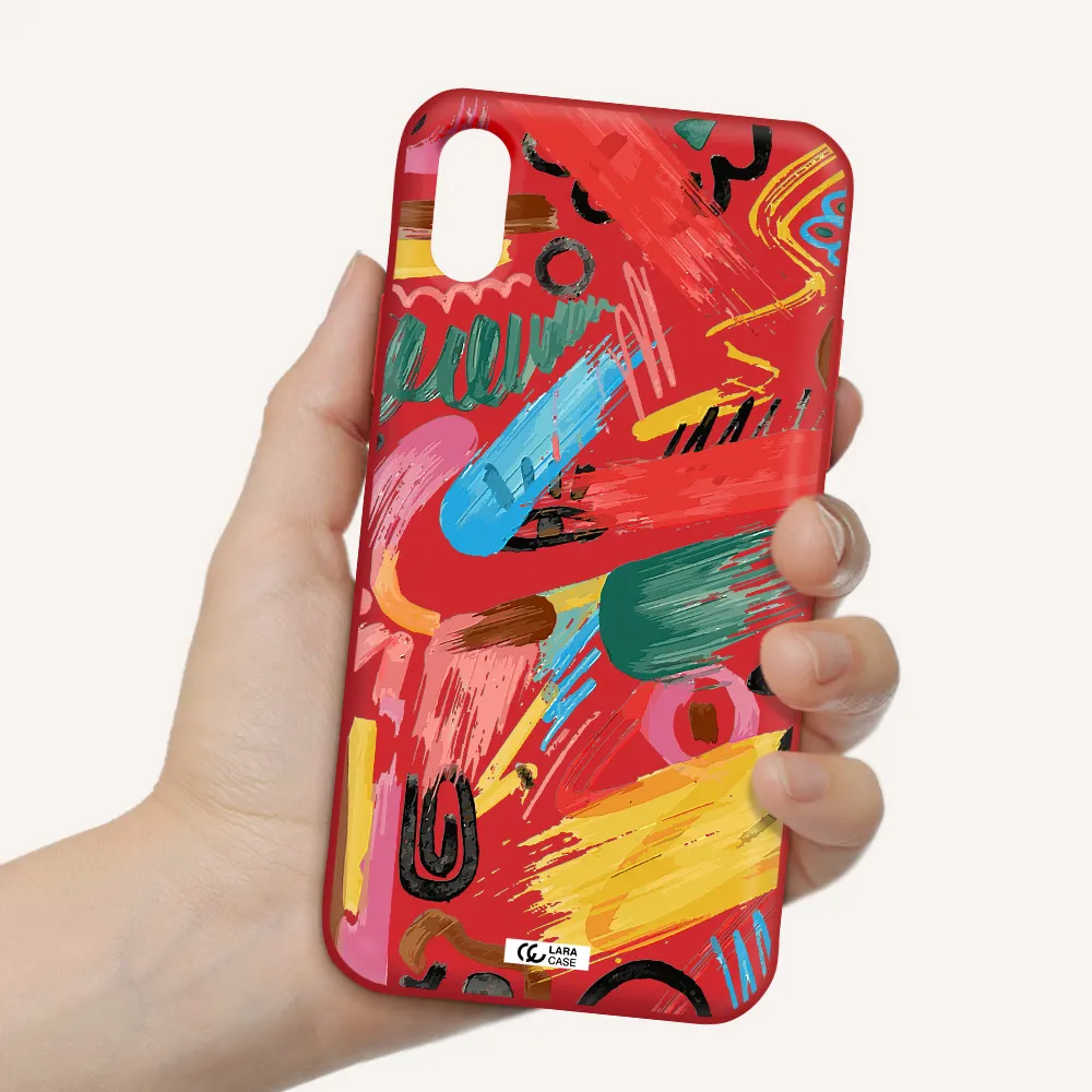 Oil Paint Abstract Apple iPhone XS Silicone Imperial Red Case