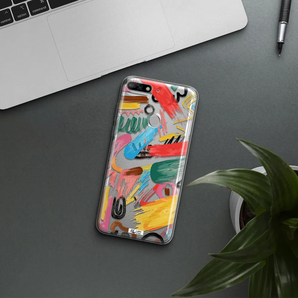 Oil Paint Abstract Huawei Y7 2018 Clear TPU Case