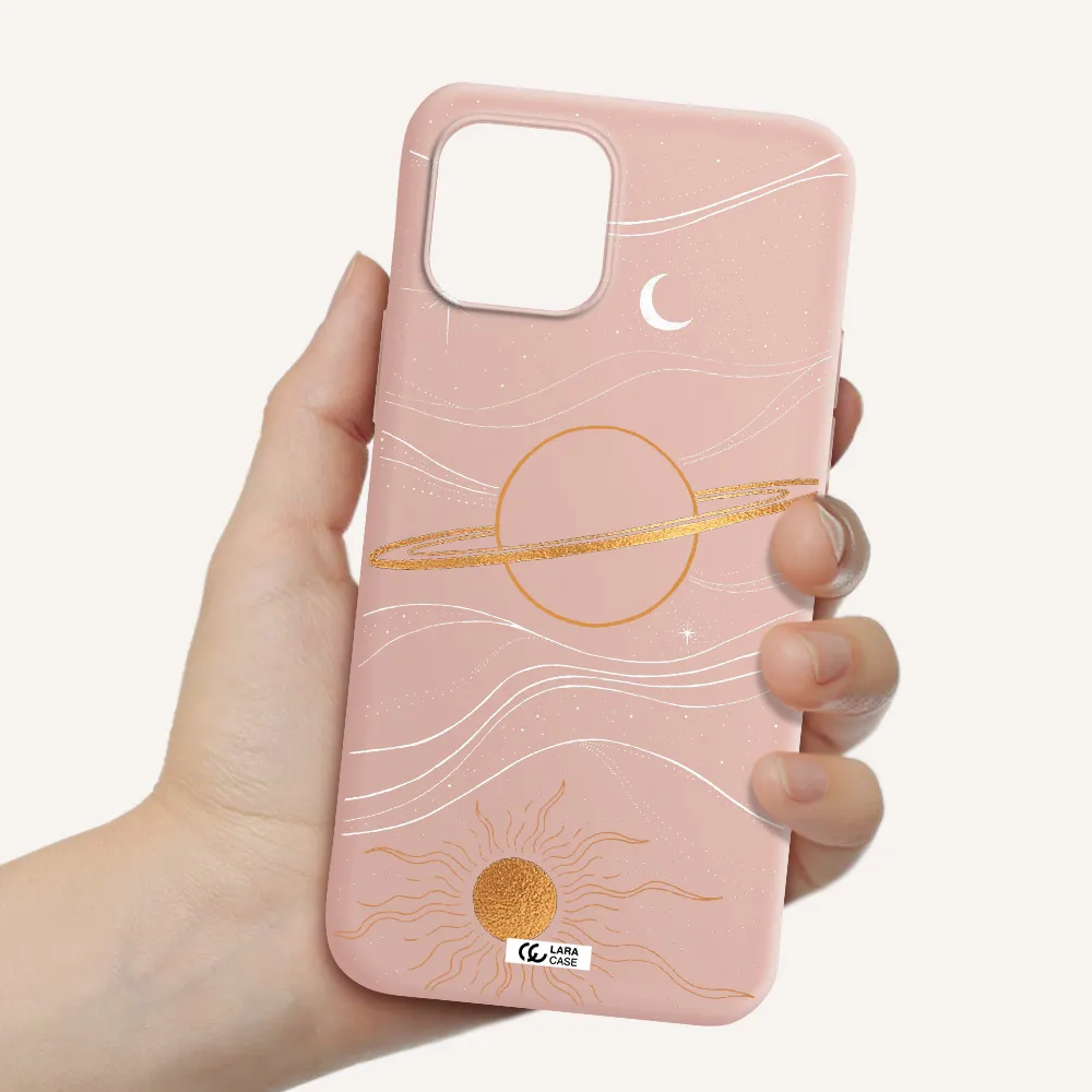Saturn Apple iPhone 12 mini Silicone pastel pink Case