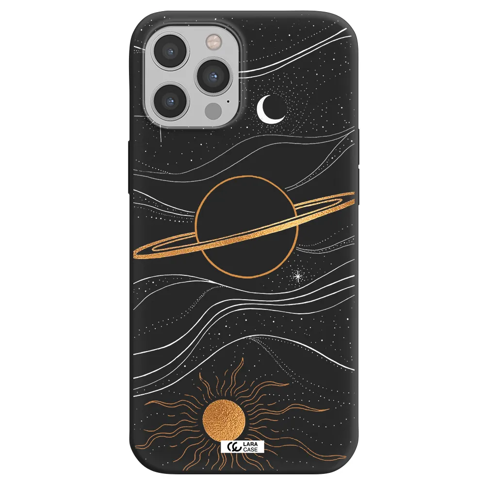 Saturn Apple iPhone 12 pro max Silicone black Case