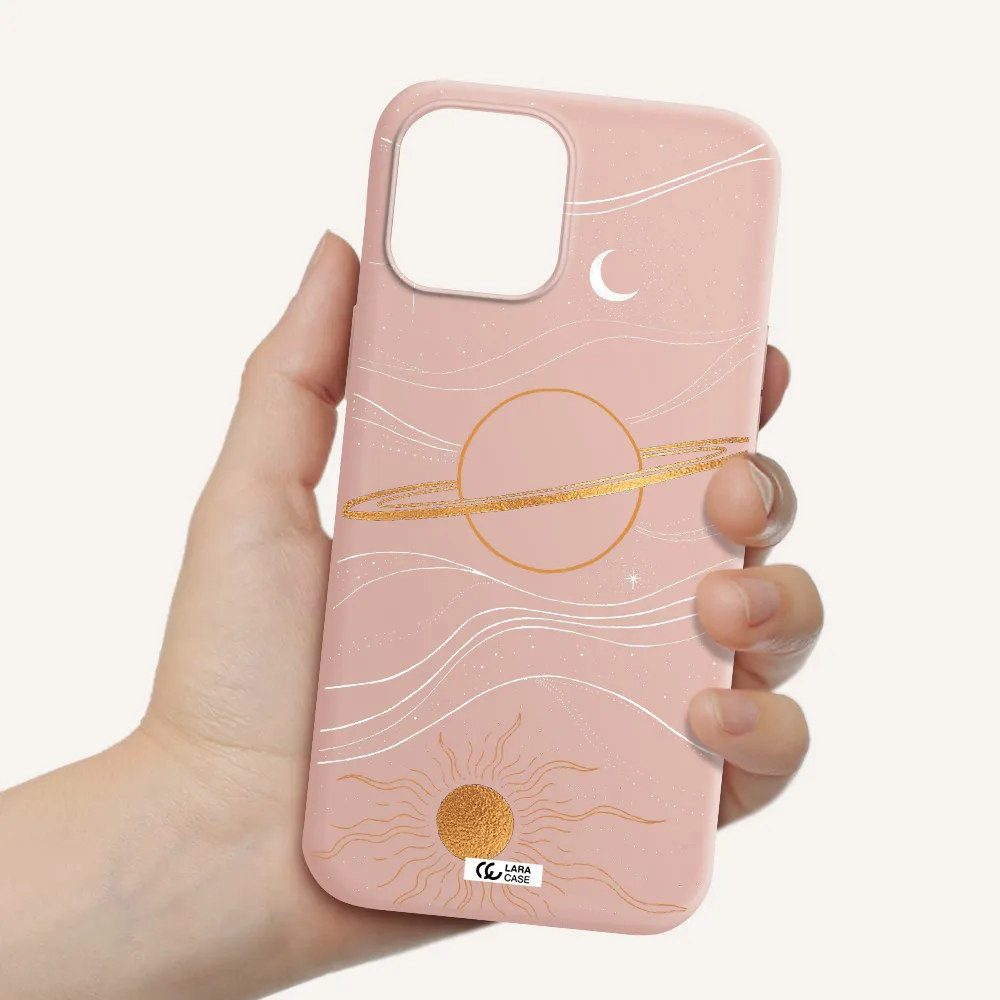 Saturn Apple iPhone 12 pro max Silicone pastel pink Case