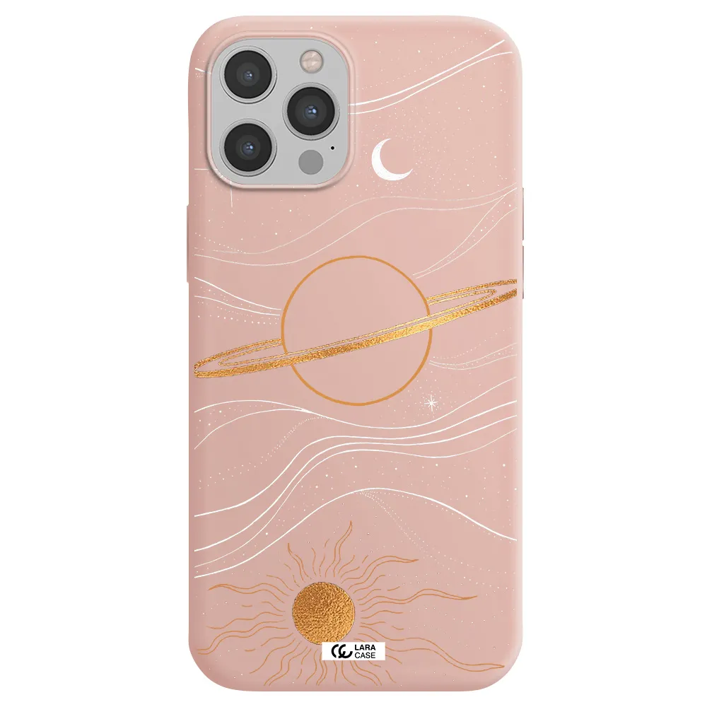 Saturn Apple iPhone 12 pro Silicone pastel pink Case
