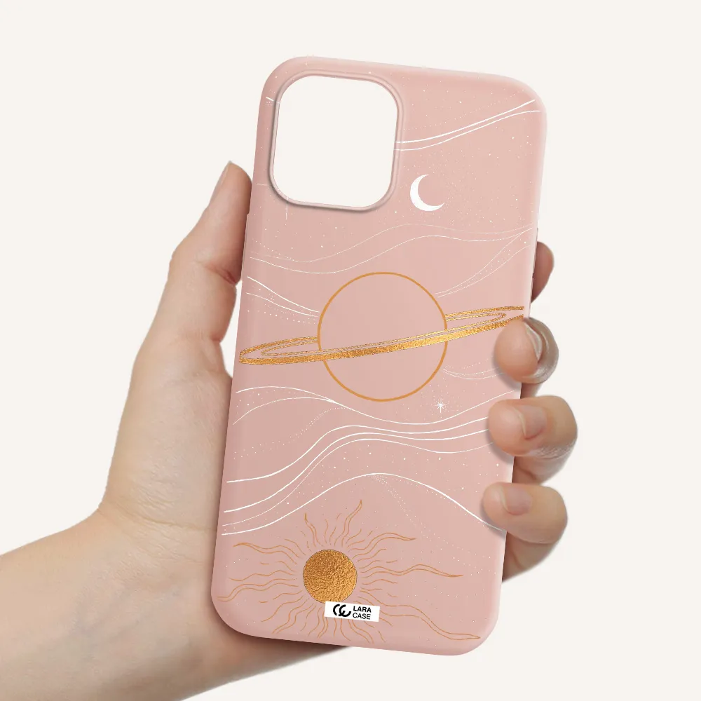 Saturn Apple iPhone 12 pro Silicone pastel pink Case