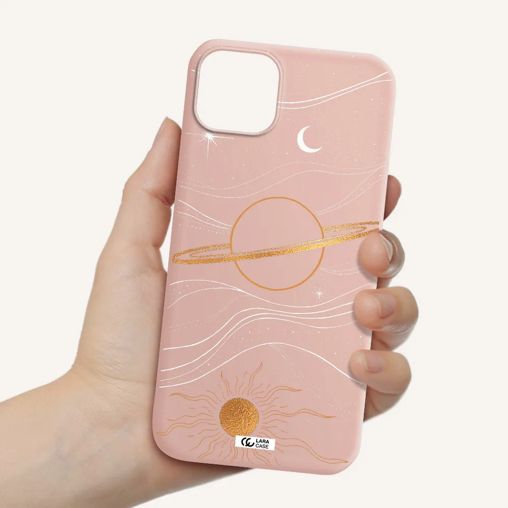 Saturn Apple iPhone 14 Silicone pastel pink Case