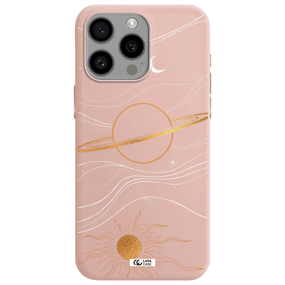 Saturn Apple Iphone 15 Pro max Silicone pastel pink Case
