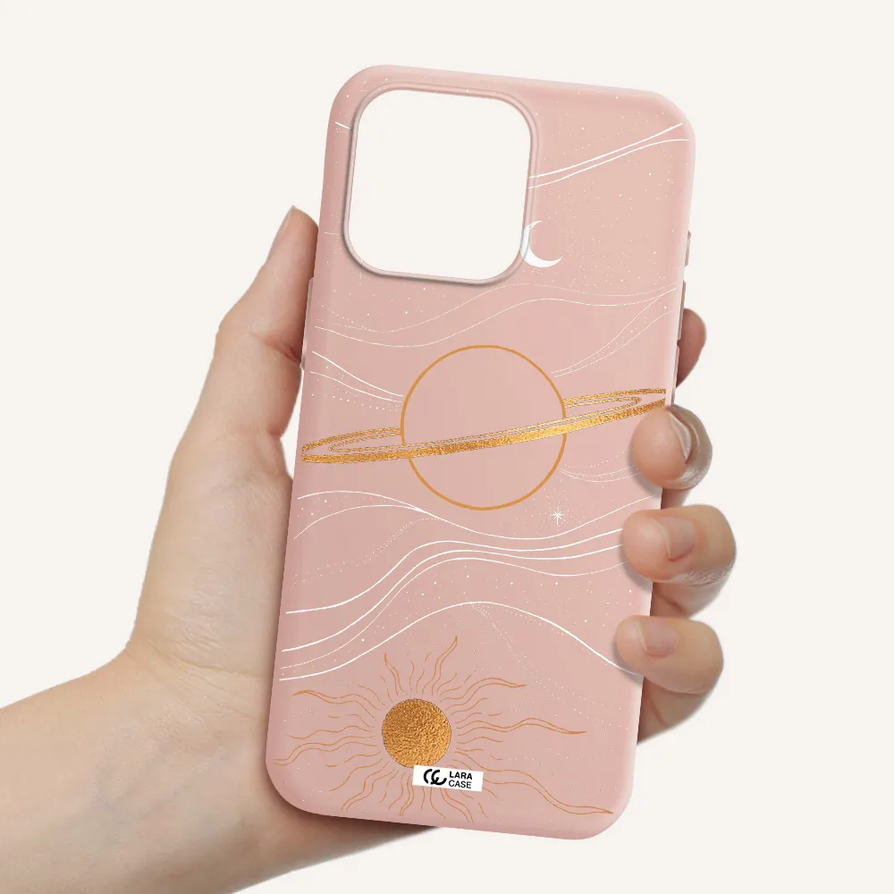 Saturn Apple Iphone 15 Pro max Silicone pastel pink Case