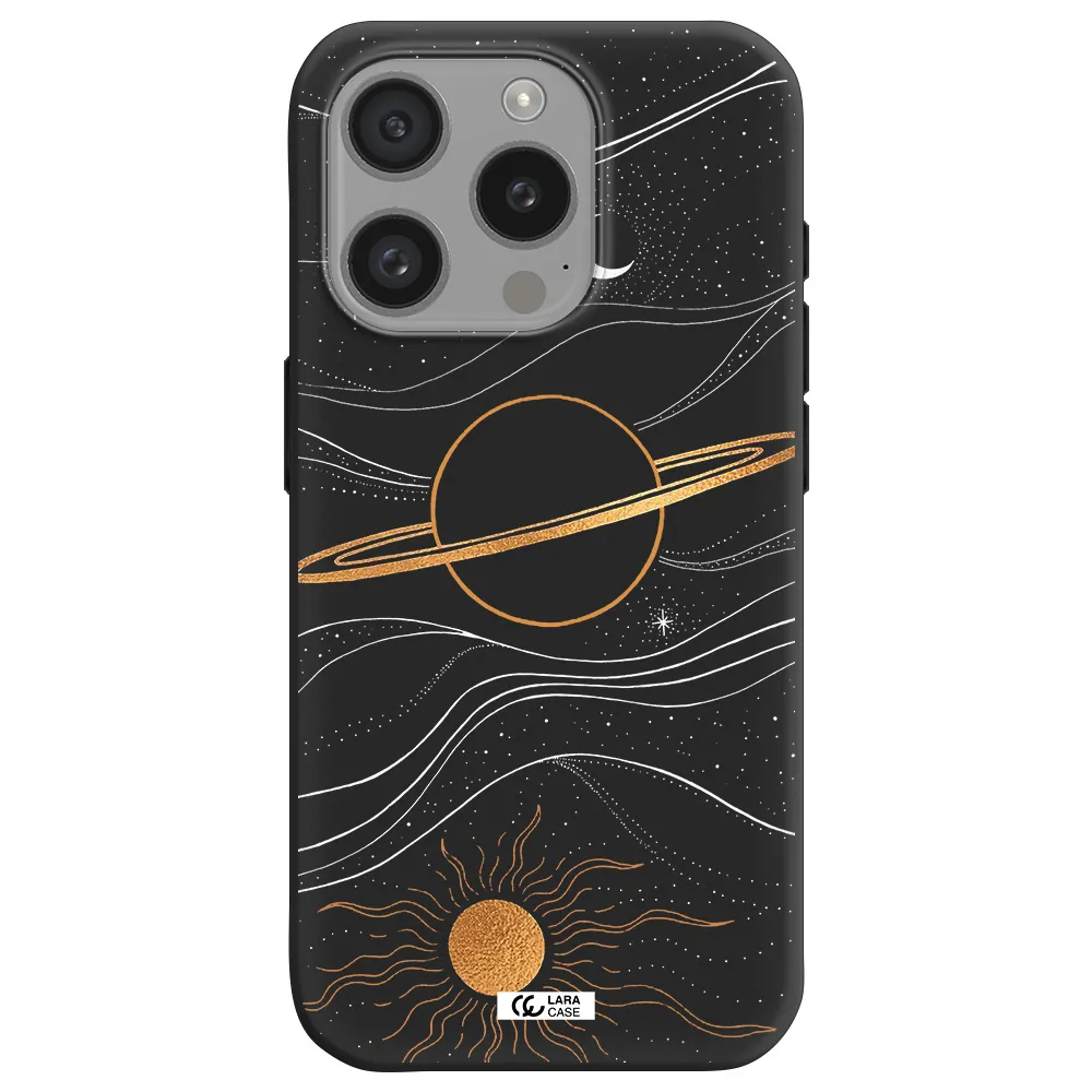 Saturn Apple Iphone 15 Pro Silicone Black Case