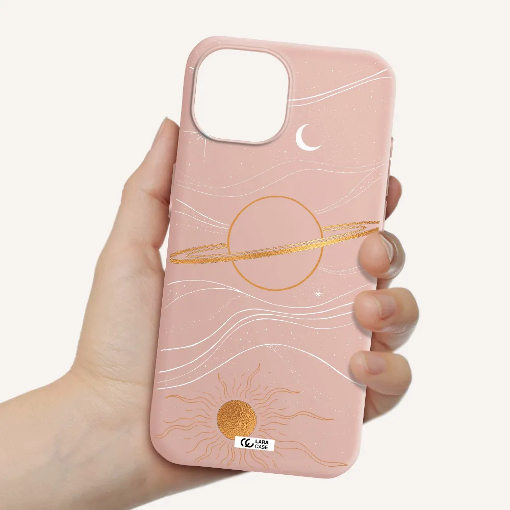 Saturn Apple Iphone 15 Silicone Pastel Pink Case