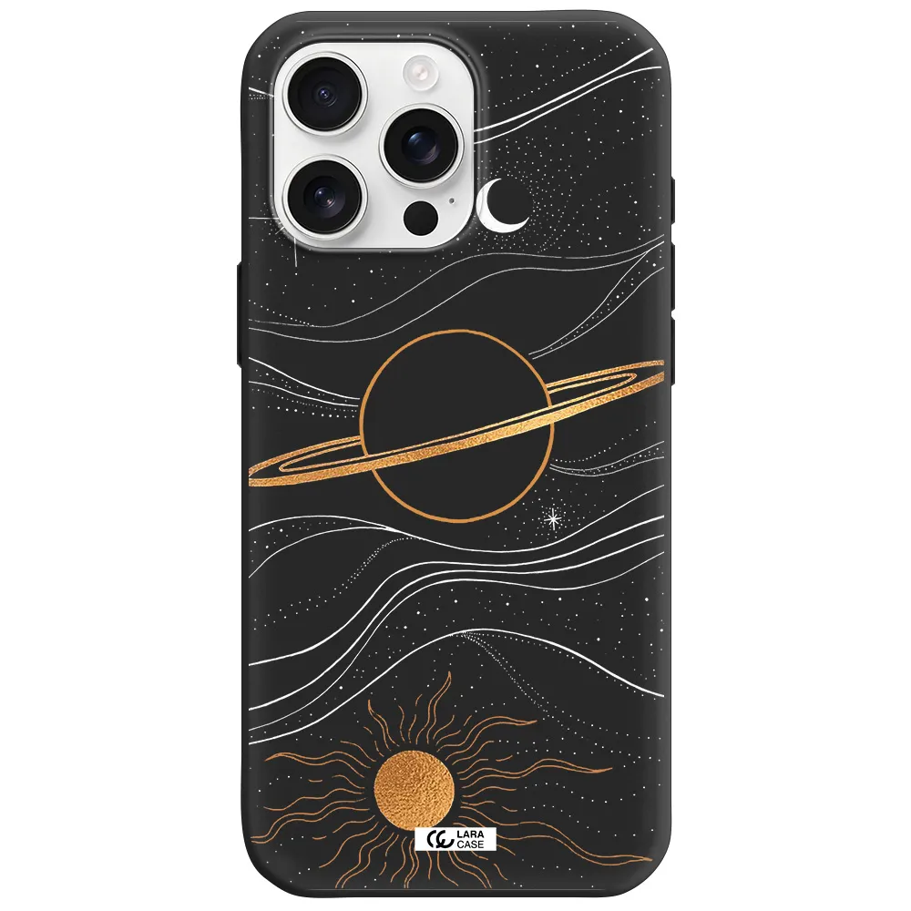 Saturn Apple Iphone 16 Pro Max Silicone Black Case