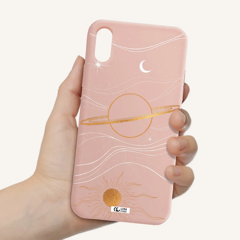Saturn Apple iPhone X Silicone pastel pink Case