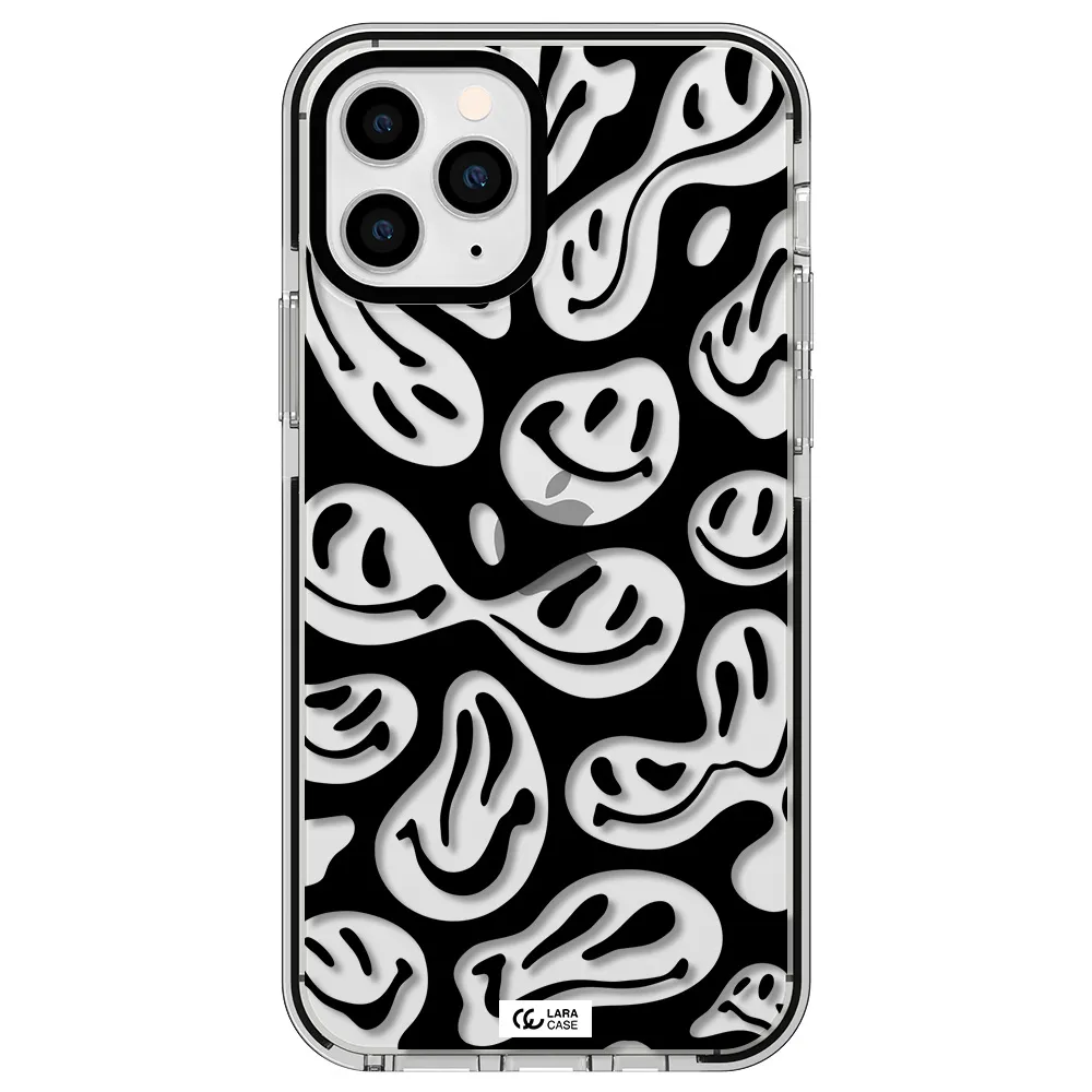 Smiley Faces Apple iPhone 11 pro impact black border Case