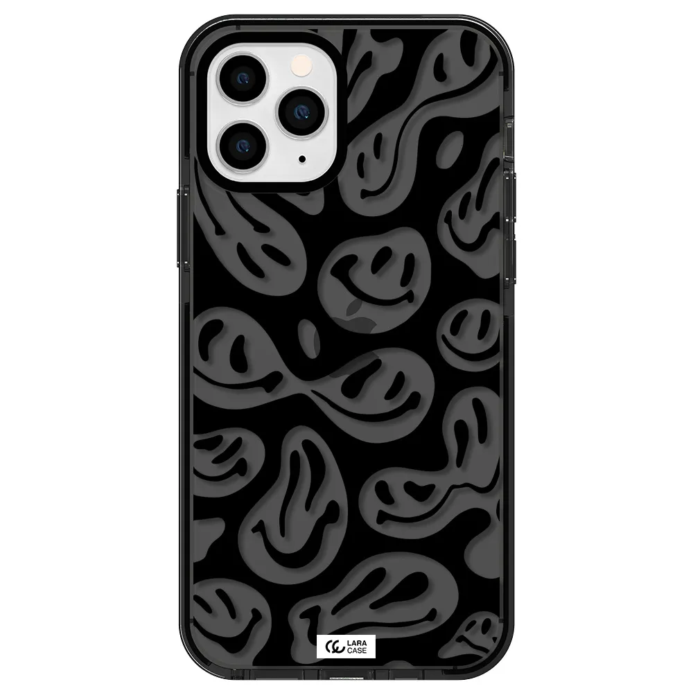 Smiley Faces Apple iPhone 11 pro impact Smoke Black Case