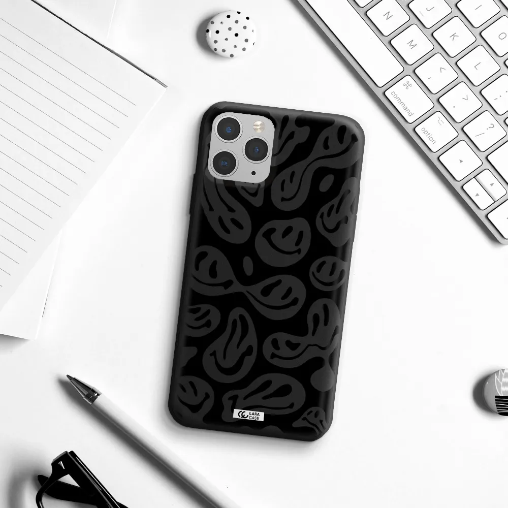 Smiley Faces Apple iPhone 11 pro max Silicone black Case