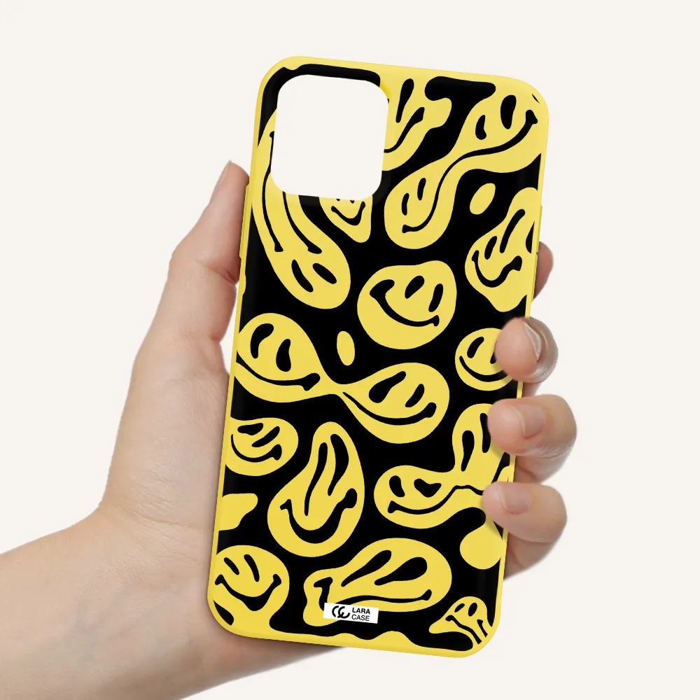Smiley Faces Apple iPhone 11 pro max Silicone canary yellow Case