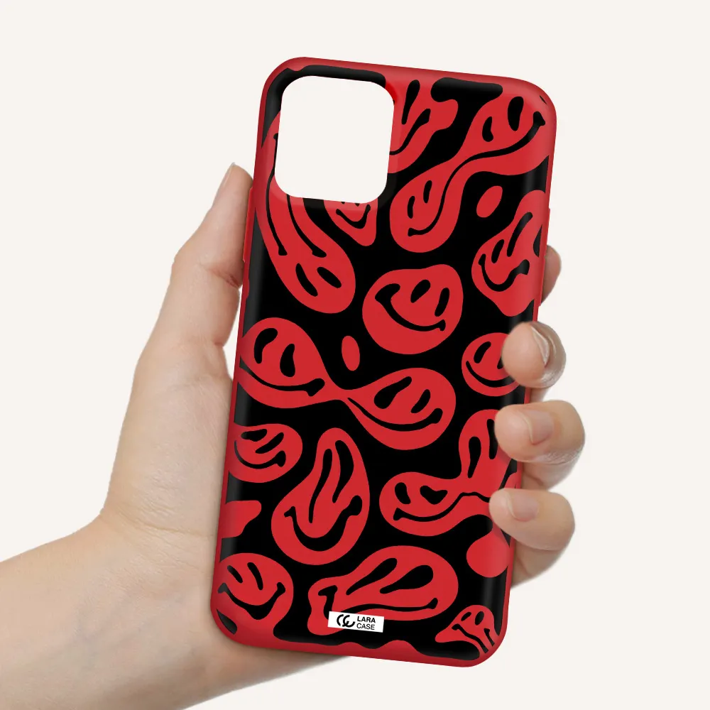 Smiley Faces Apple iPhone 11 pro max Silicone Imperial Red Case