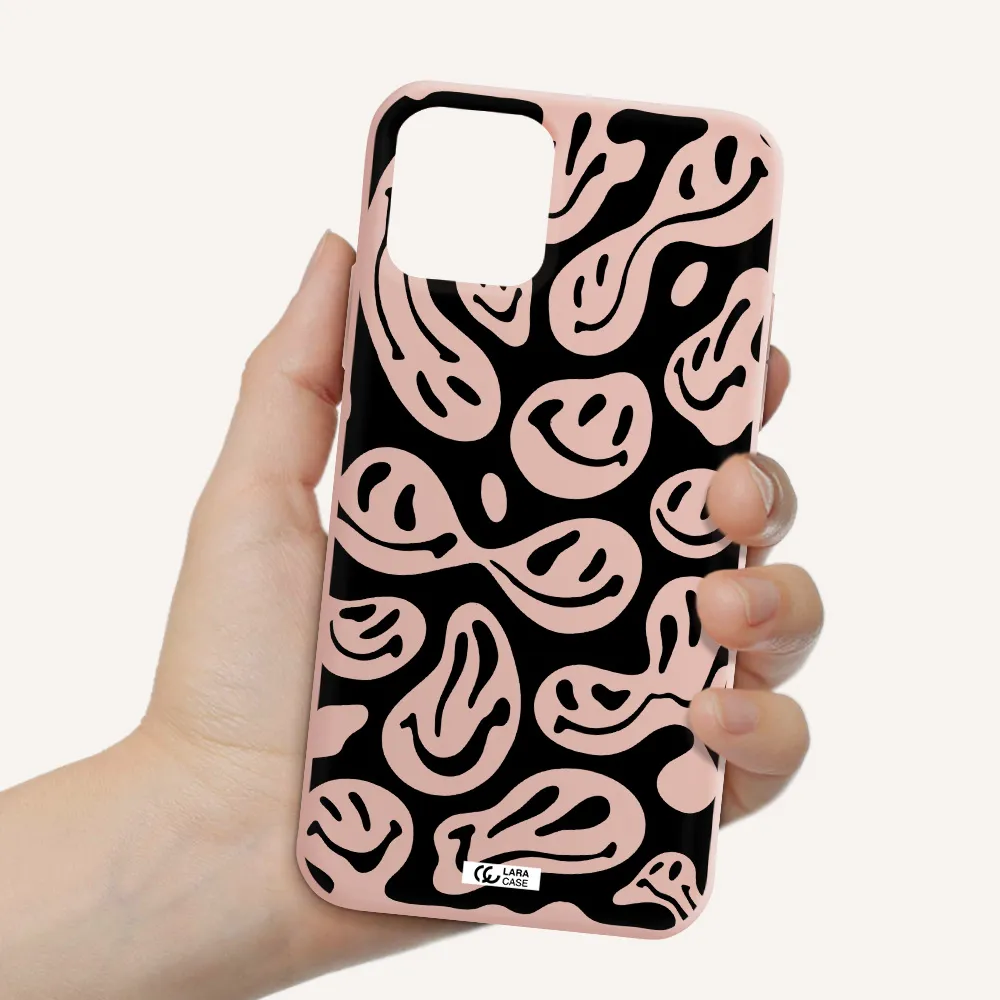 Smiley Faces Apple iPhone 11 pro max Silicone pastel pink Case