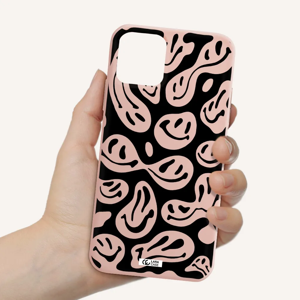 Smiley Faces Apple iPhone 11 pro Silicone pastel pink Case