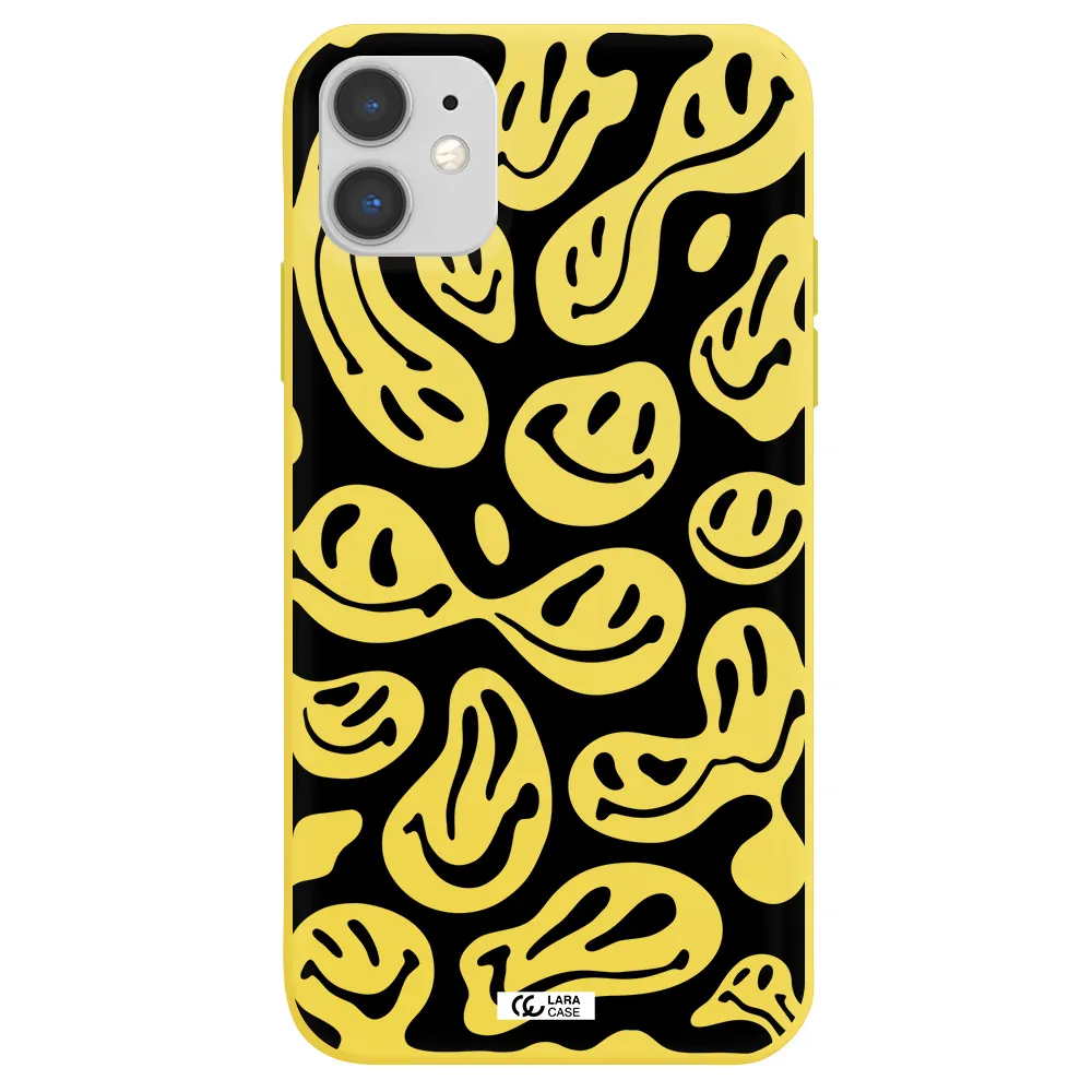 Smiley Faces Apple iPhone 11 Silicone canary yellow Case