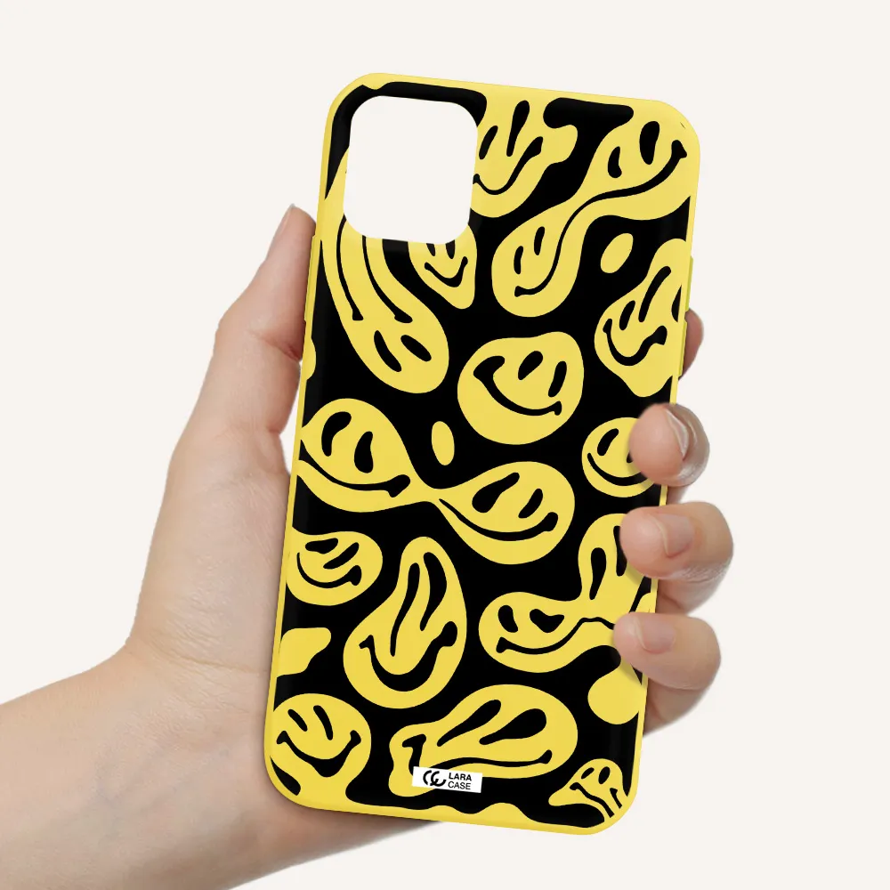Smiley Faces Apple iPhone 11 Silicone canary yellow Case