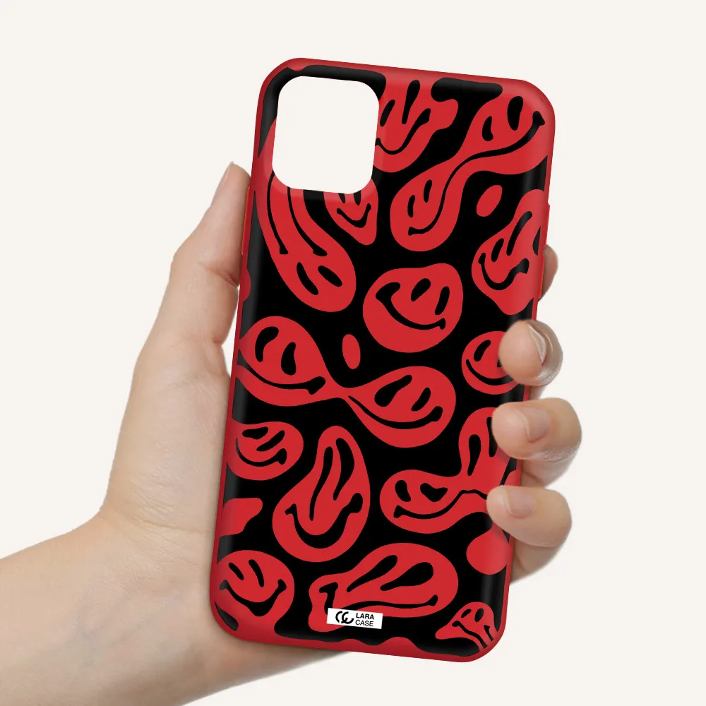 Smiley Faces Apple iPhone 11 Silicone Imperial Red Case