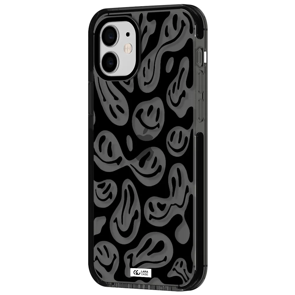 Smiley Faces Apple iPhone 12 impact Smoke Black Case