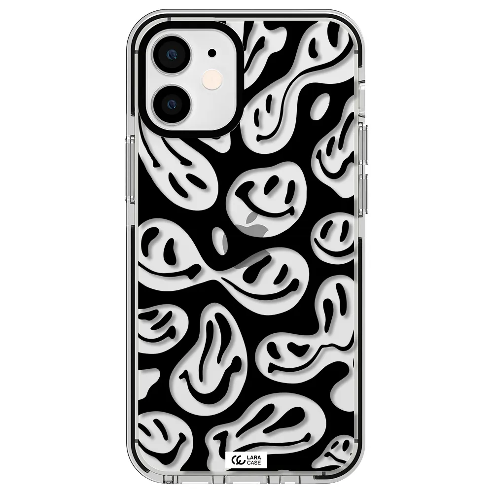 Smiley Faces Apple iPhone 12 mini impact black border Case