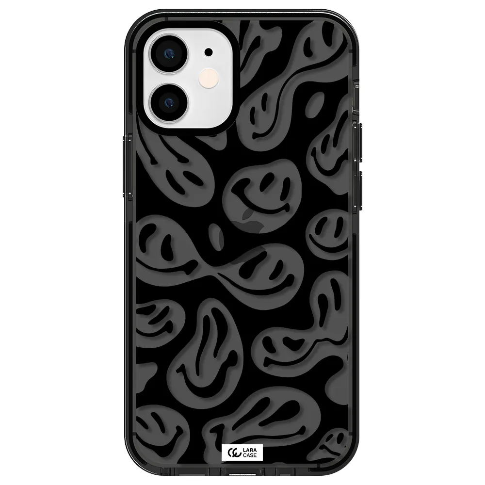 Smiley Faces Apple iPhone 12 mini impact Smoke Black Case
