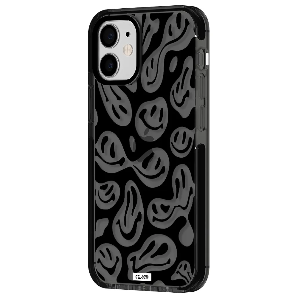 Smiley Faces Apple iPhone 12 mini impact Smoke Black Case