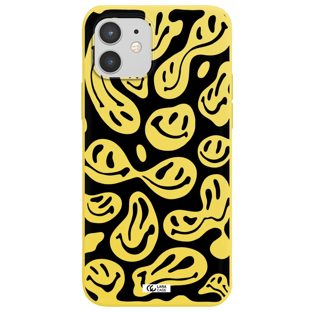 Smiley Faces Apple iPhone 12 mini Silicone canary yellow Case