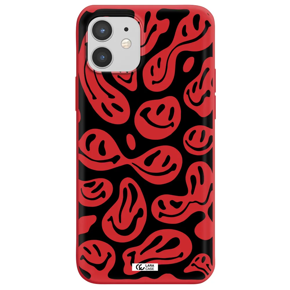 Smiley Faces Apple iPhone 12 mini Silicone Imperial Red Case