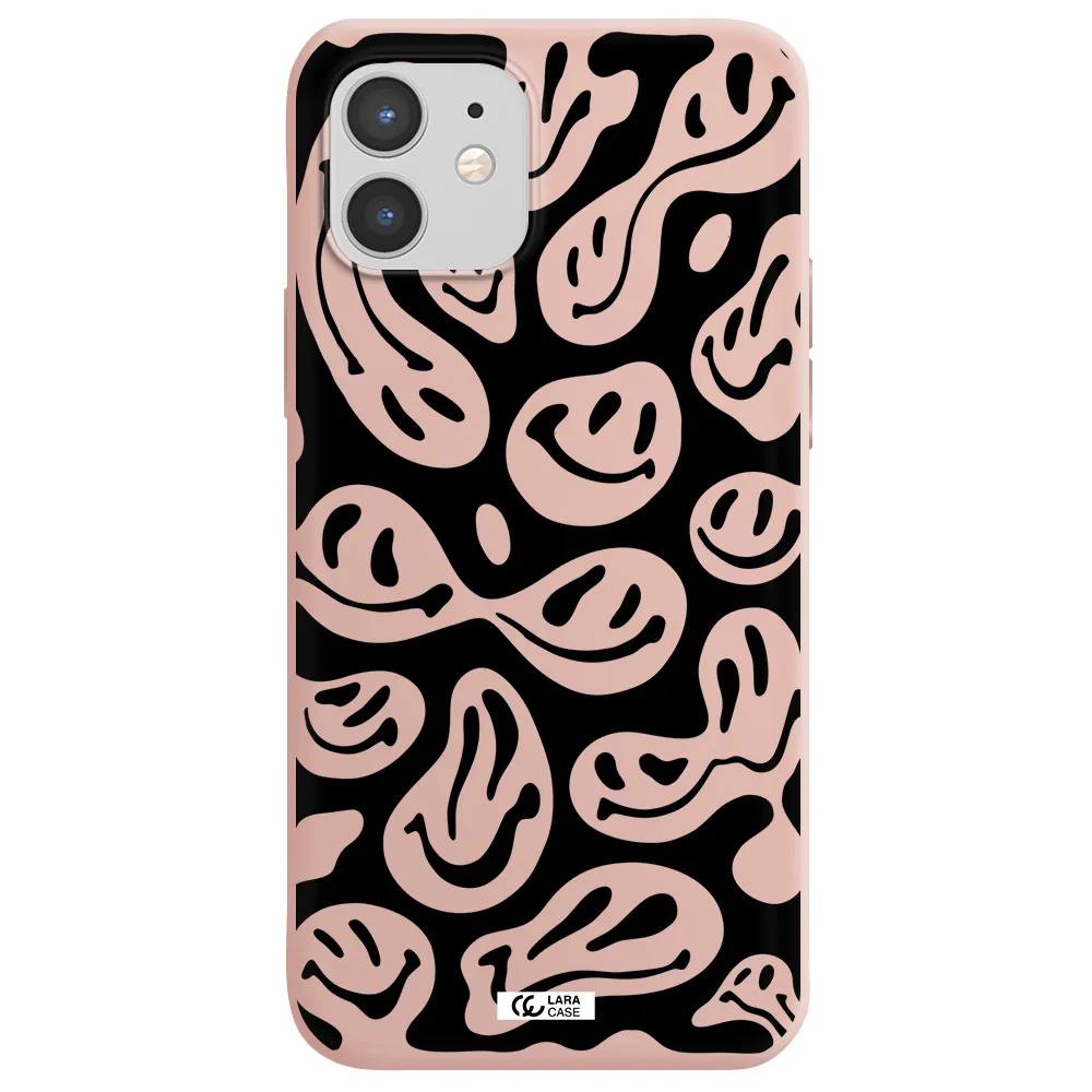 Smiley Faces Apple iPhone 12 mini Silicone pastel pink Case