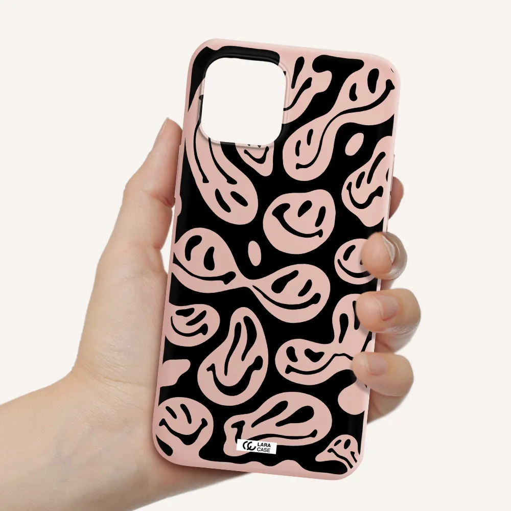 Smiley Faces Apple iPhone 12 mini Silicone pastel pink Case