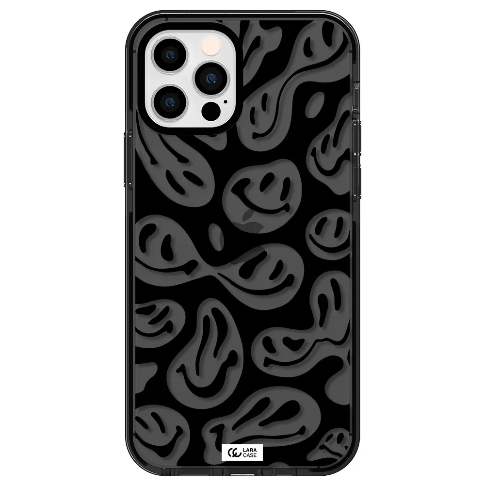 Smiley Faces Apple iPhone 12 pro impact Smoke Black Case