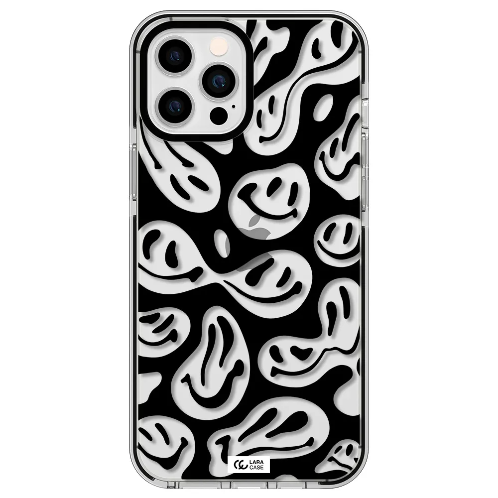 Smiley Faces Apple iPhone 12 pro max impact black border Case