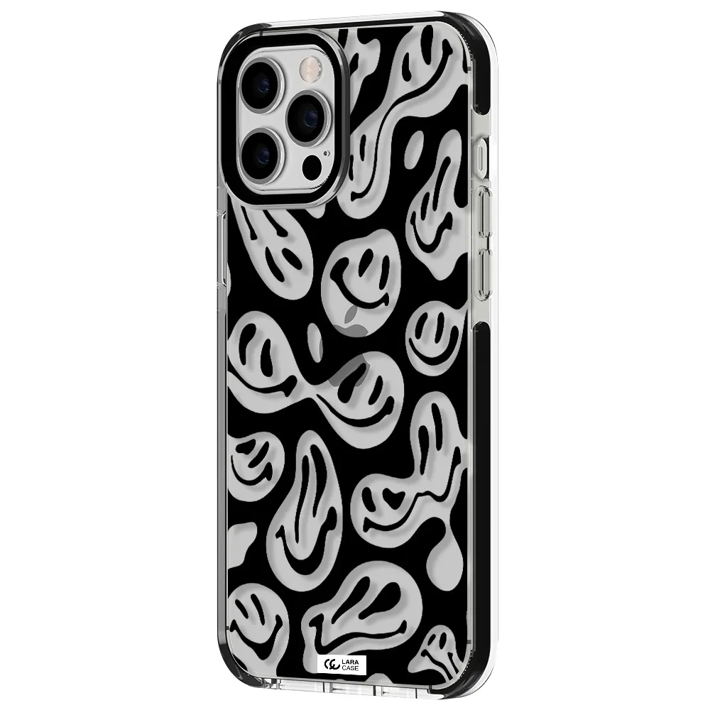 Smiley Faces Apple iPhone 12 pro max impact black border Case