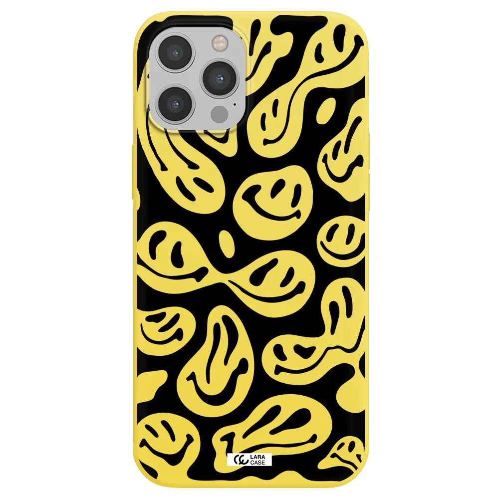 Smiley Faces Apple iPhone 12 pro max Silicone canary yellow Case