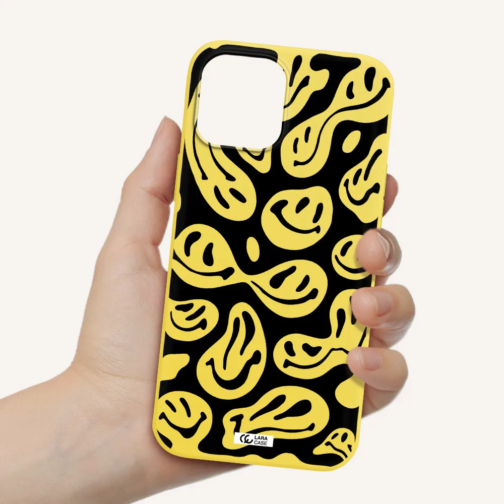 Smiley Faces Apple iPhone 12 pro max Silicone canary yellow Case