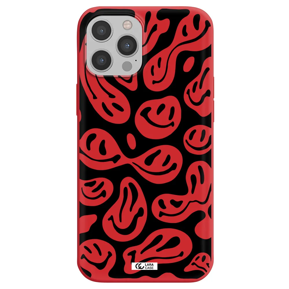 Smiley Faces Apple iPhone 12 pro max Silicone Imperial Red Case