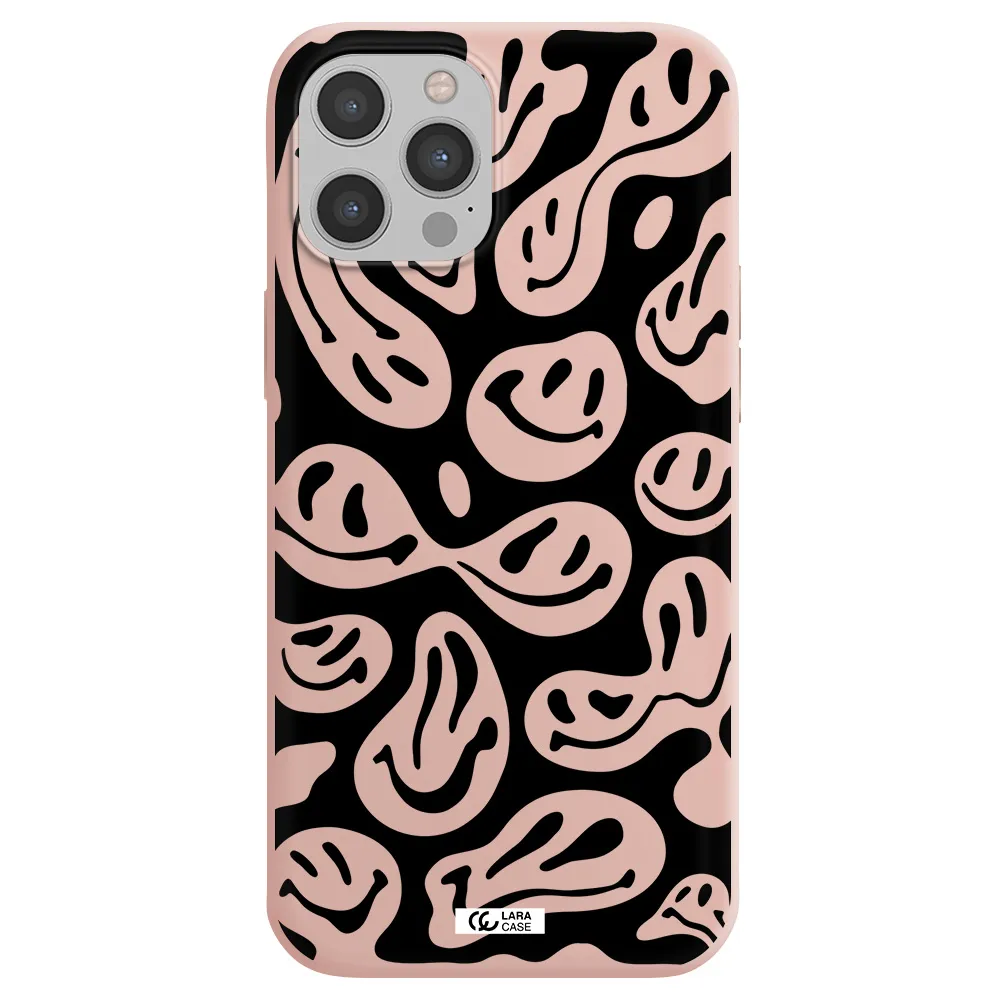 Smiley Faces Apple iPhone 12 pro max Silicone pastel pink Case