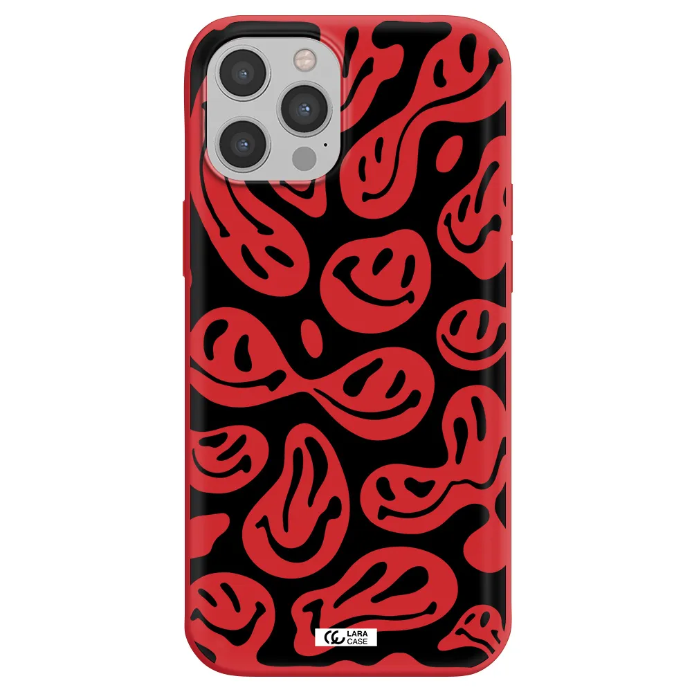 Smiley Faces Apple iPhone 12 pro Silicone Imperial Red Case