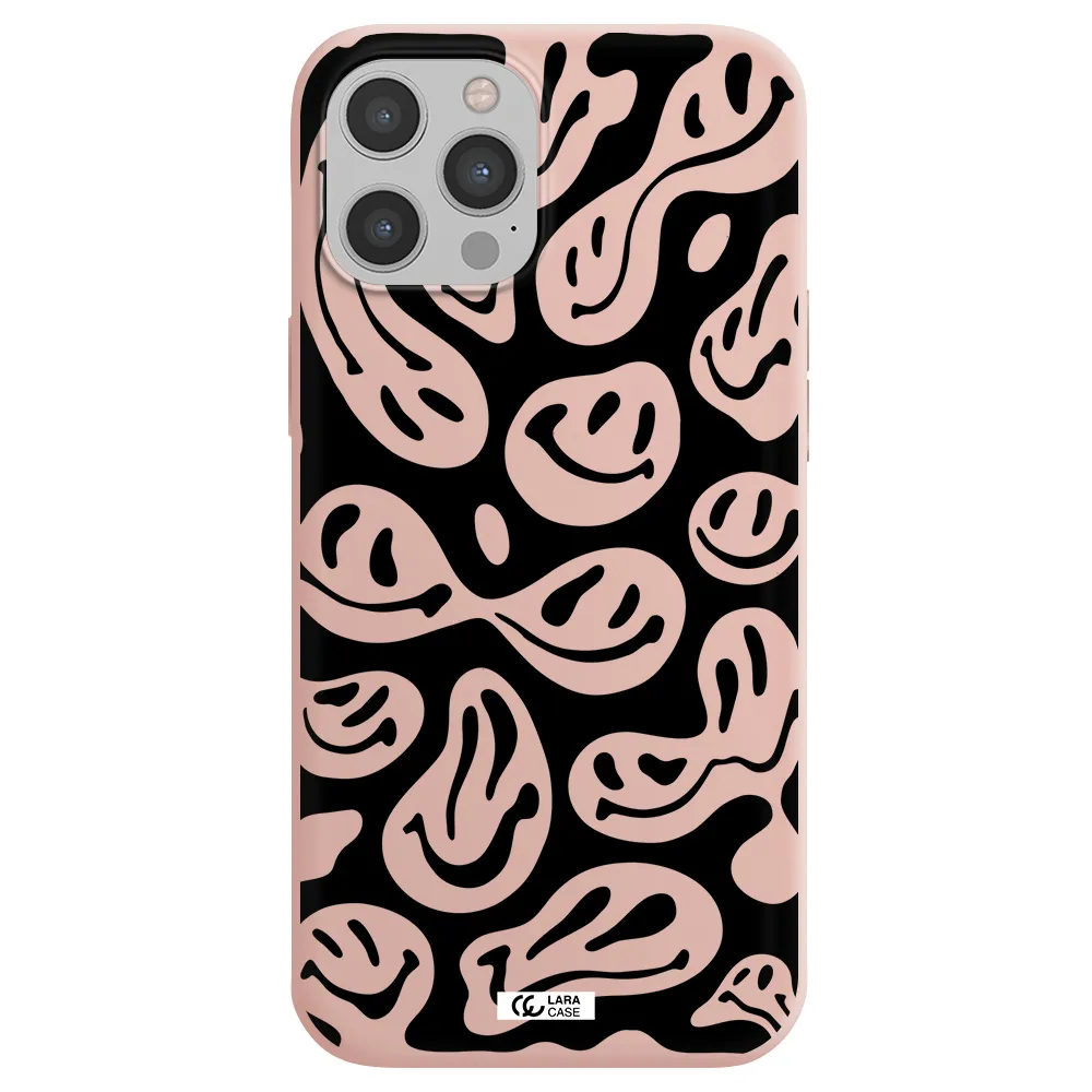 Smiley Faces Apple iPhone 12 pro Silicone pastel pink Case