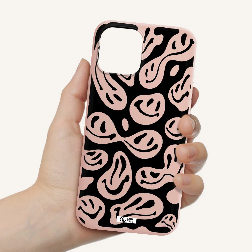 Smiley Faces Apple iPhone 12 pro Silicone pastel pink Case