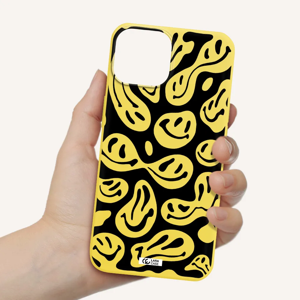 Smiley Faces Apple iPhone 13 mini Silicone canary yellow Case