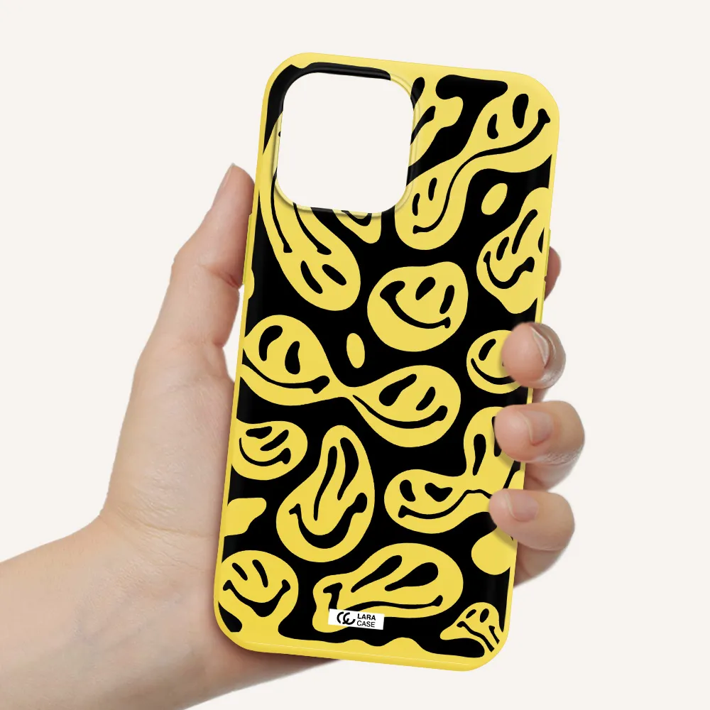 Smiley Faces Apple iPhone 13 Pro Max Silicone canary yellow Case