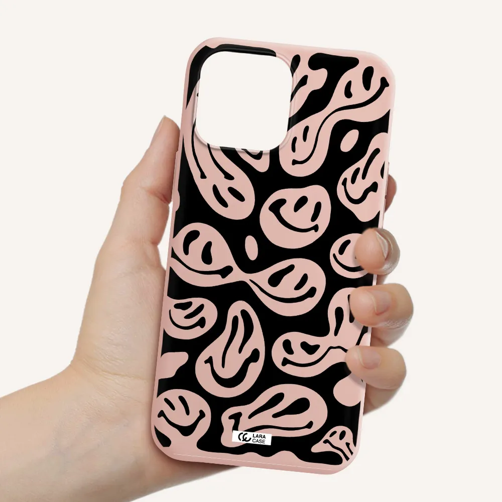 Smiley Faces Apple iPhone 13 Pro Max Silicone pastel pink Case