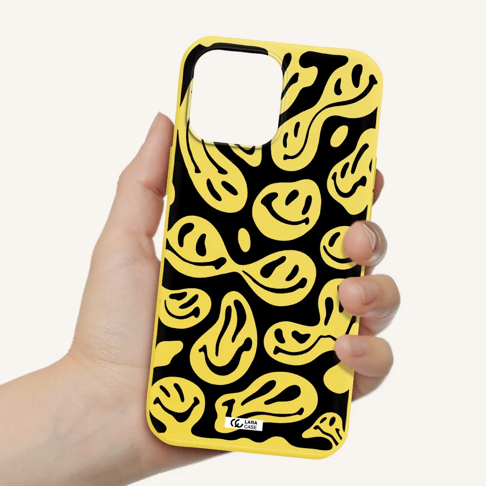 Smiley Faces Apple iPhone 13 Pro Silicone canary yellow Case