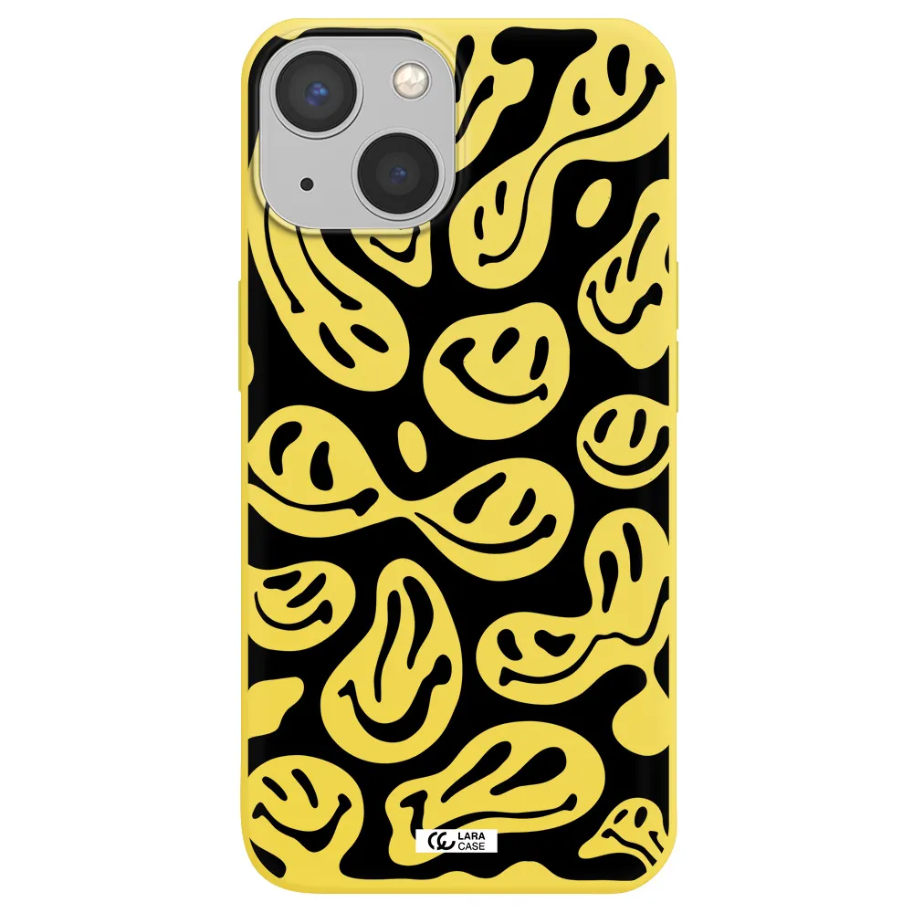 Smiley Faces Apple iPhone 13 Silicone canary yellow Case