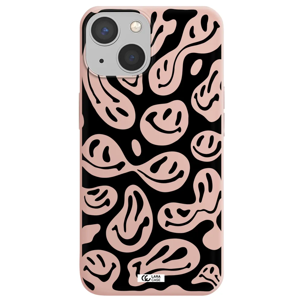 Smiley Faces Apple iPhone 13 Silicone pastel pink Case
